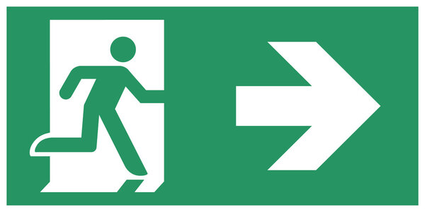 Знак безопасности, направление аварийного выхода
