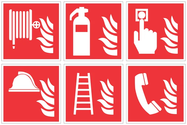 Standard fire safety sign collection — Stock Vector