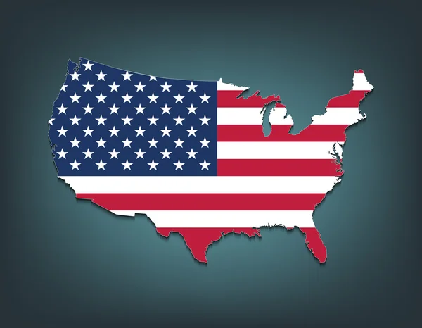 แผนที่สหรัฐอเมริกาที่มีสไตล์ธง — ภาพเวกเตอร์สต็อก