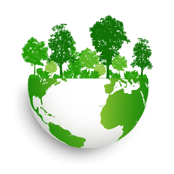 Zöld föld, erdő absztrakt — Stock Vector