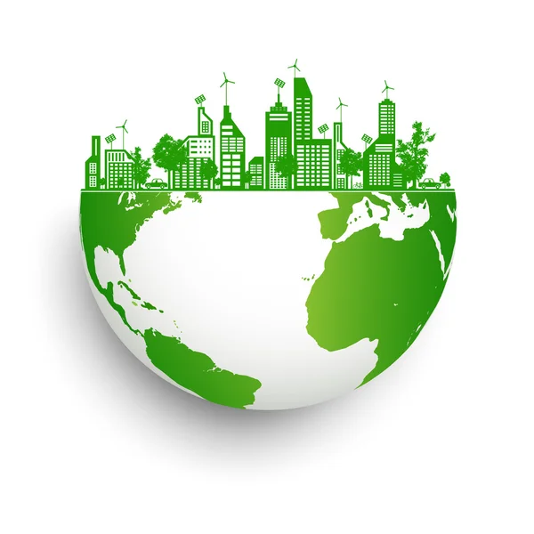 Terre verte avec énergie de la ville — Image vectorielle