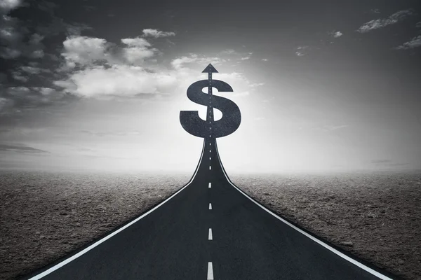 Dolar işareti doğru asfalt yol başlık