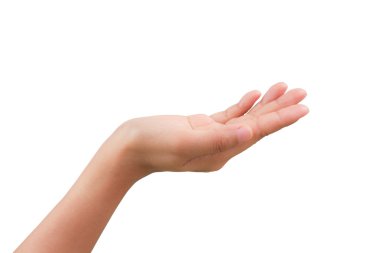 Duruş, beyaz arka plan üzerinde izole kadın kolu