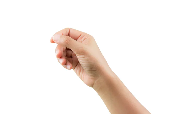 Beyaz arka plan üzerinde izole duruş avuç kadın