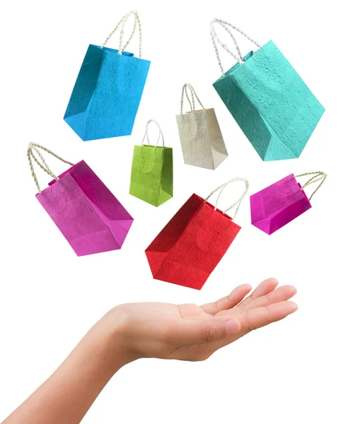 Mujer mano con bolsa de compras — Foto de Stock