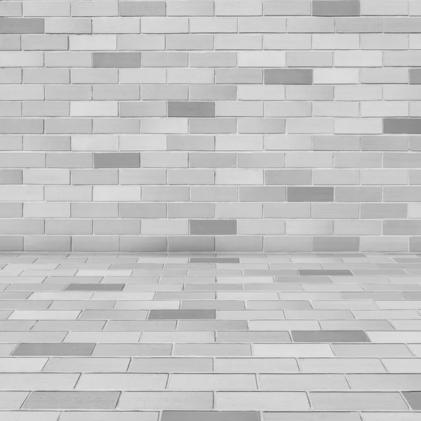 Camera prospettiva mattone bianco parete texture per sfondo — Foto Stock