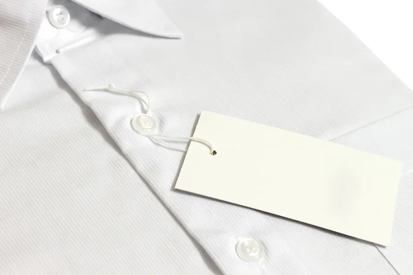 Bir etiket erkek gömlek yeni — Stok fotoğraf