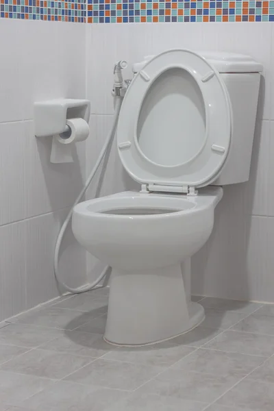 Білий туалет — стокове фото