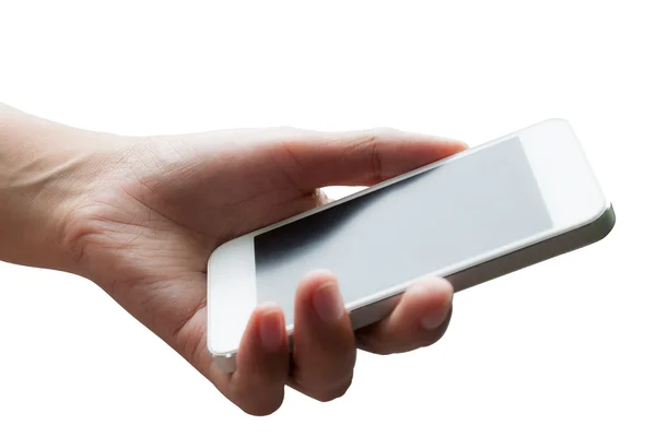 Donna mano tenendo smart phone — Foto Stock