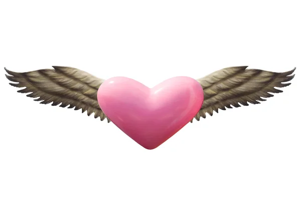 Serce ze skrzydłami — Zdjęcie stockowe
