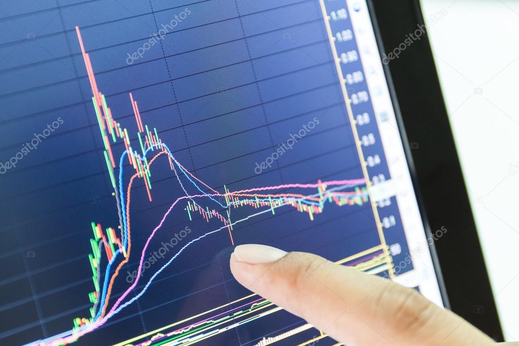 businessman and stock market graph and bar chart price display,B