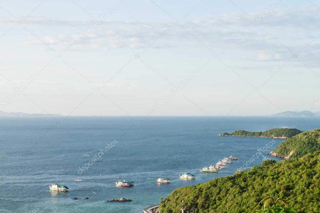 beach with harbor in Koh Lan Island of Pattaya City, Thailand