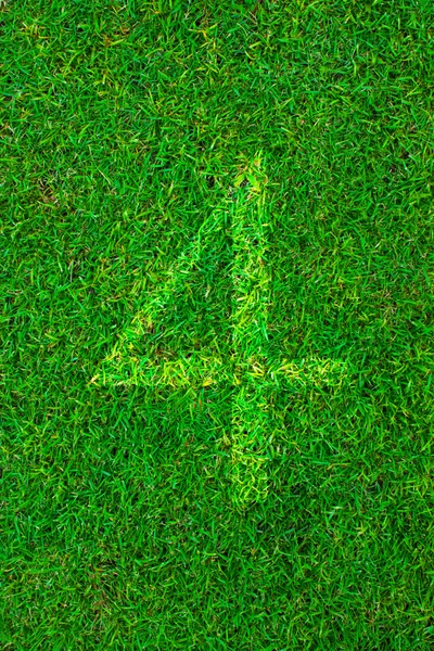 White line number on green grass (1 2 3 4 5 6 7 8 9 0) — Stock Photo, Image