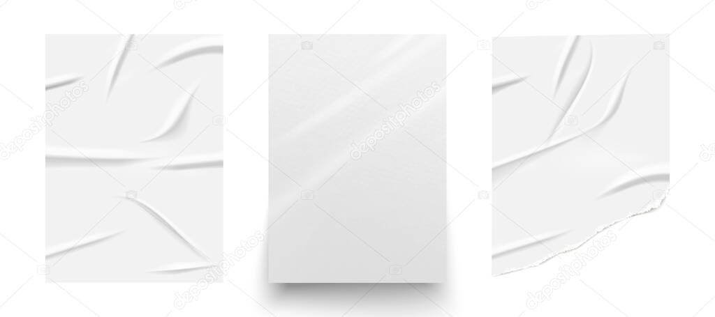 Empty glued paper page templates set vector