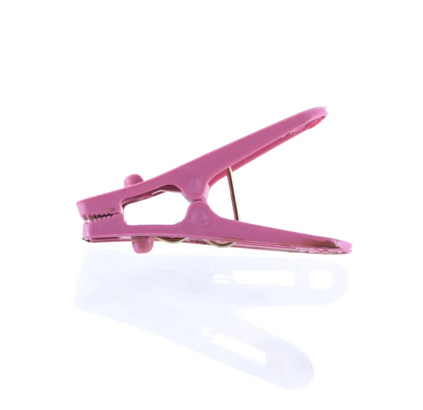 Peg pano de plástico rosa e reflexão — Fotografia de Stock