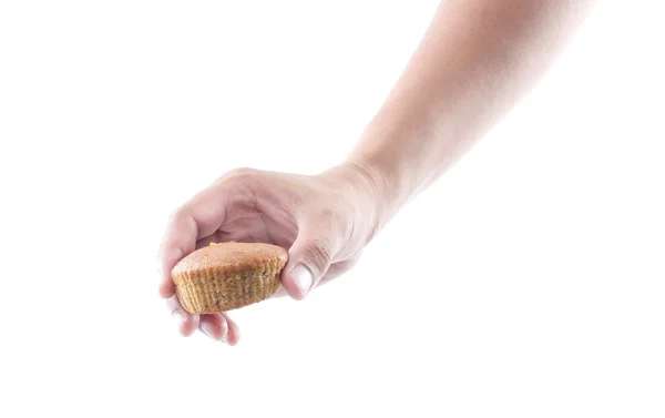 Ręka trzyma ciasto bananowe Muffinki — Zdjęcie stockowe