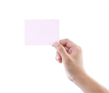 pembe kartvizit tutan el