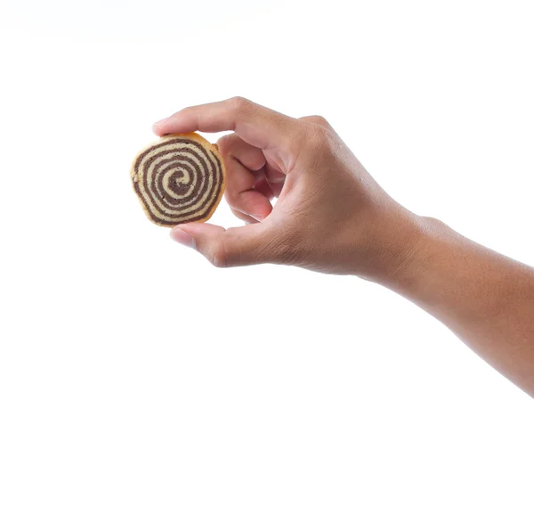 Hand holding spiral cookie — Stock Photo, Image