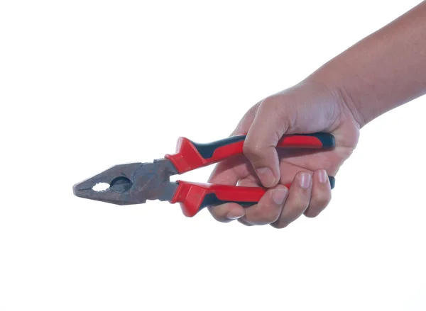 Hand holding pliers — Stock Photo, Image