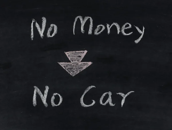 Bez pieniędzy nie ma samochodu na tablicy — Zdjęcie stockowe