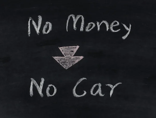 No money no car on blackboard — Stock Photo, Image