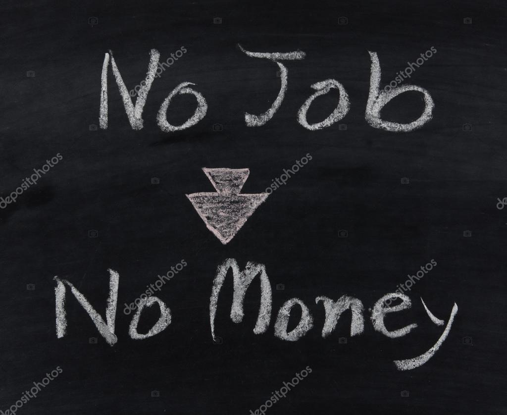 no job no money on blackboard stock photo pupunkkop 73561777