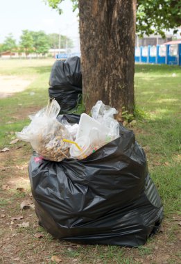 trash bag in garden