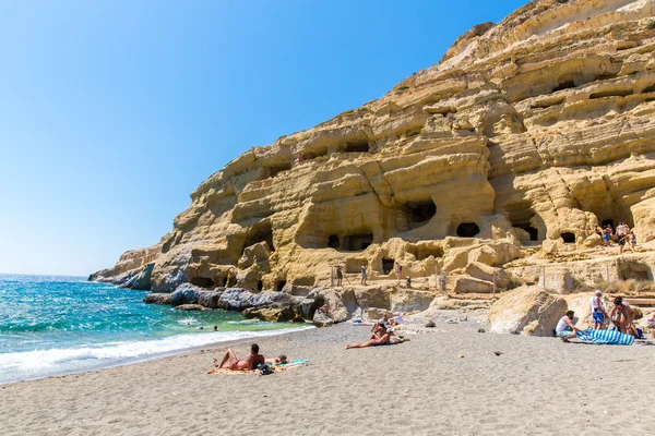 Kiezelstranden strand matala, Griekenland — Stockfoto