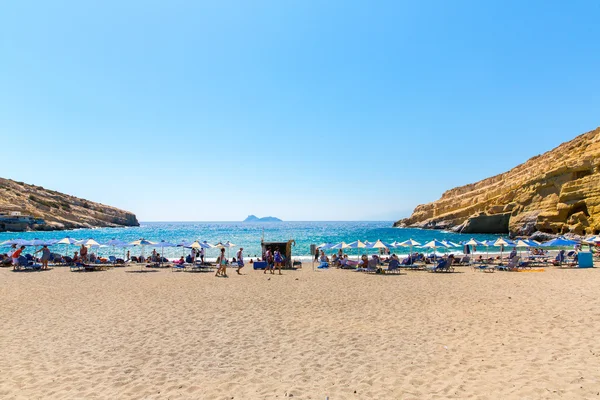 Playa de guijarros Matala, Grecia Creta . —  Fotos de Stock