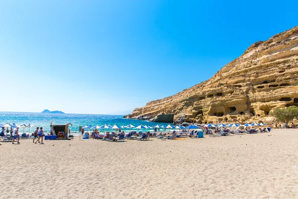 Kiezelstranden strand matala, Griekenland Kreta — Stockfoto