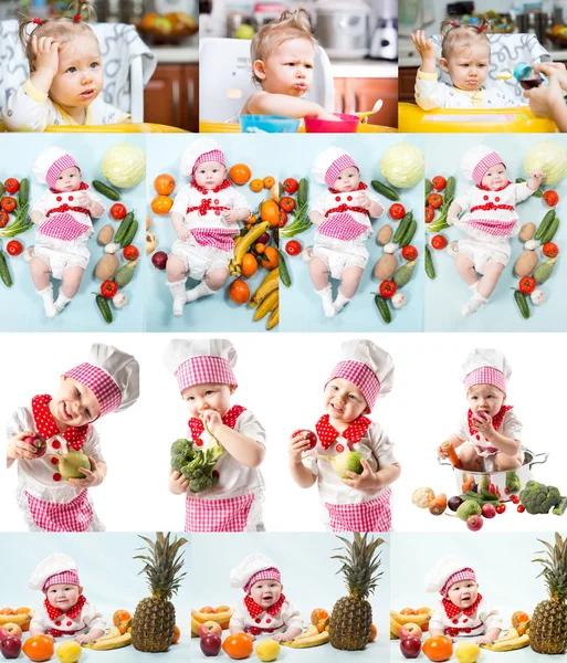 Bebê menina cozinhar — Fotografia de Stock