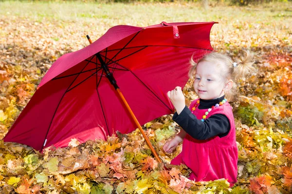 Child girl in autumn park — Stock Photo, Image