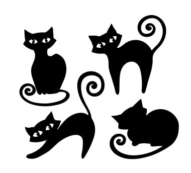 Stilize siyah kedi bir dizi