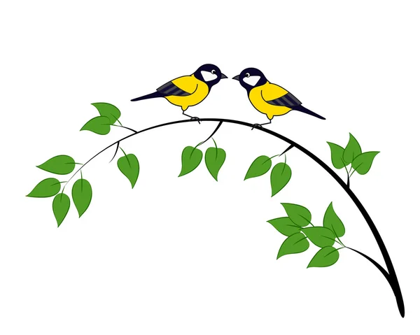 Two Tits on a Tree — Stock Vector