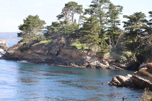 Rotsen Stranden Lucht Point Lobos State Park Californië — Stockfoto