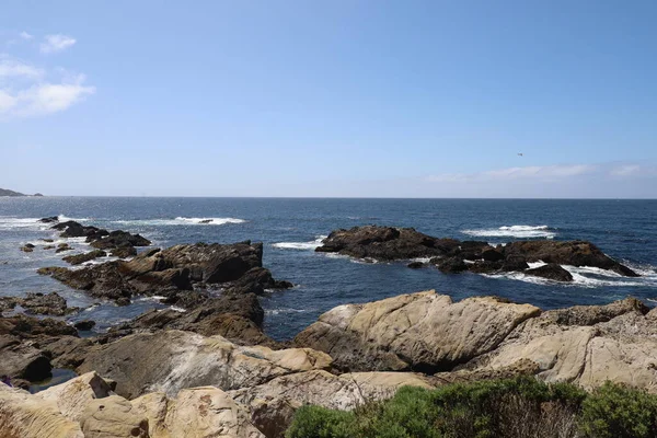 Rotsen Stranden Lucht Point Lobos State Park Californië — Stockfoto