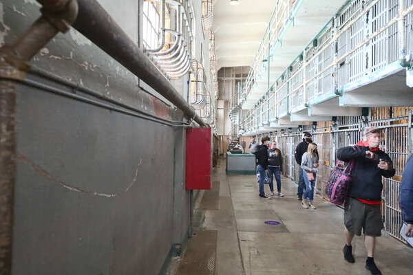Photos of Alcatraz island and prison in San Francisco Bay