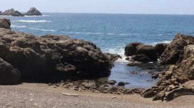 Pont Lobos Eyalet Parkı, California 'da. Plajlar, kayalıklar ve kum