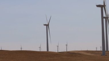 Calfornia 'da bir tarlada yel değirmenleri