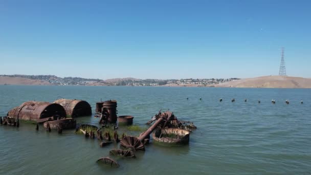 Flying Rusted Train Carquinez Strait — Stock Video