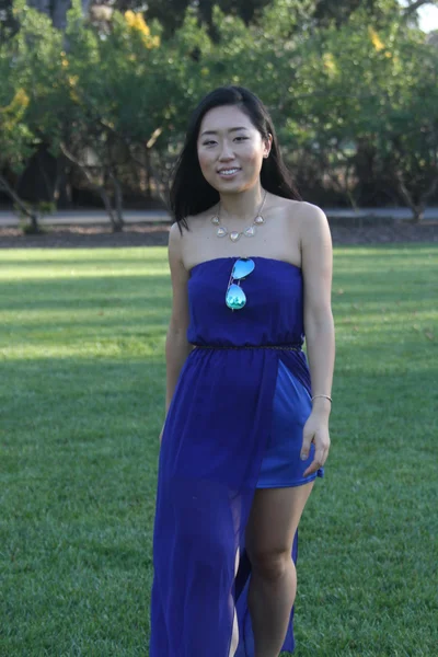 Китайський досить дівчина в Синє плаття — стокове фото