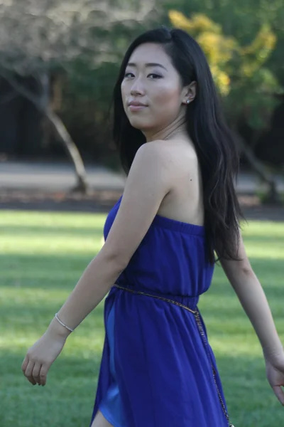 Bastante chica china en un vestido azul —  Fotos de Stock