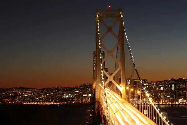 Gece San Francisco Körfezi Köprüsü — Stok fotoğraf