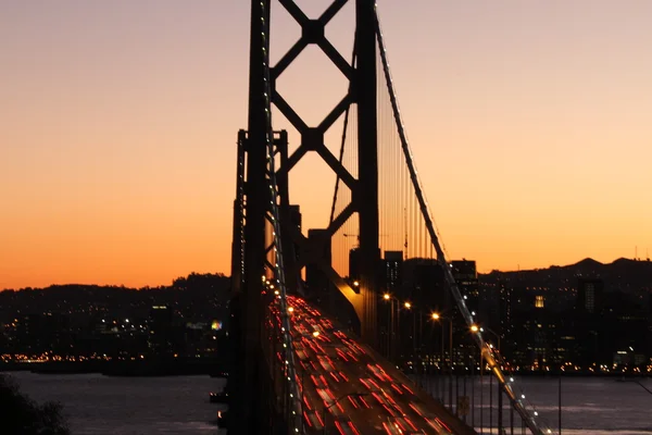 Bay Bridge på natten San Francisco — Stockfoto