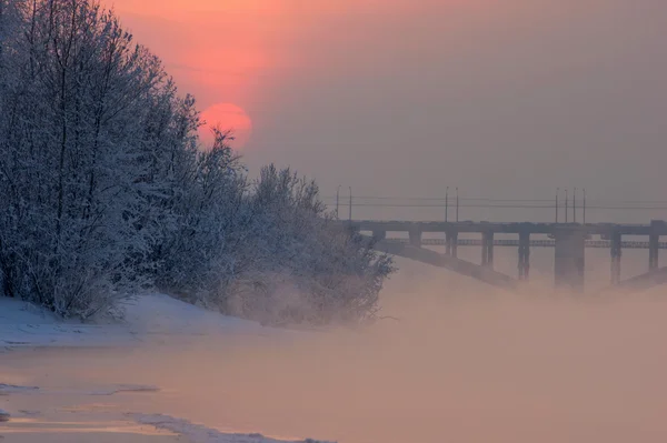 Západ slunce v zimě — Stock fotografie