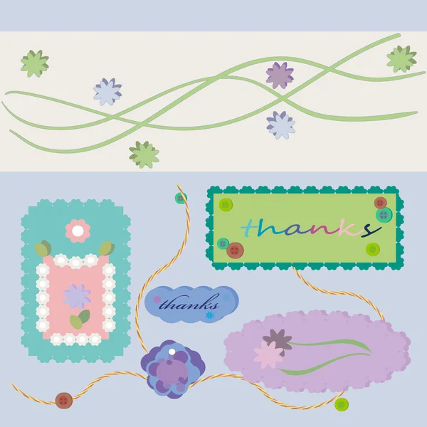 Étiquettes avec fleurs & boutons — Image vectorielle
