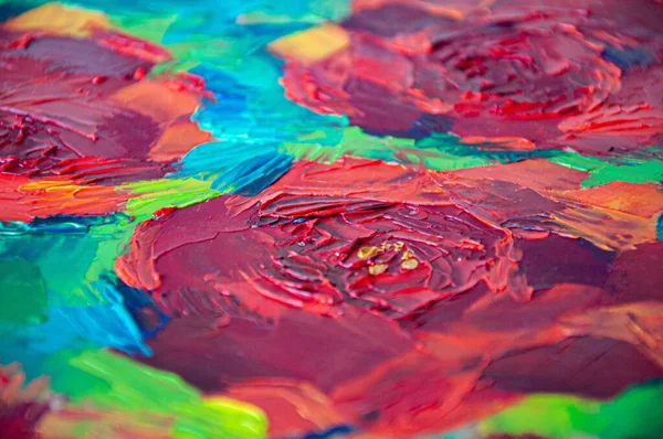 Fondo artístico de la textura colorida de la pintura al óleo con patrón floral abstracto — Foto de Stock