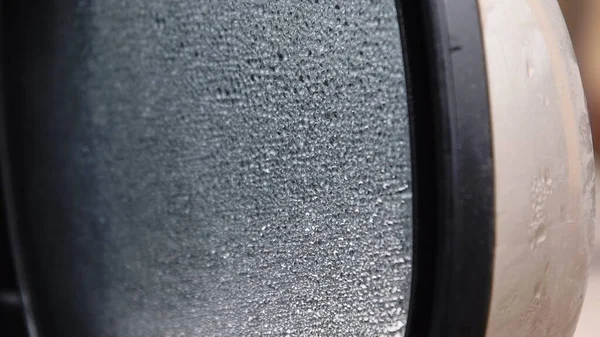 Water drop condensation on car side mirror surface closeup — Stock Photo, Image