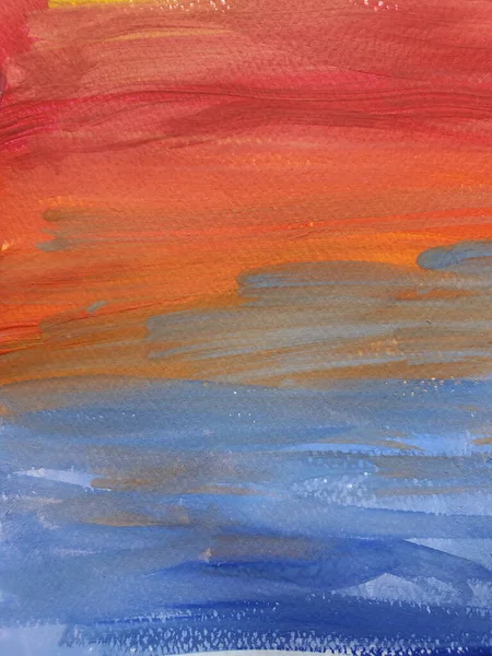 Barevný malovaný papír textura dětské kresby vypadá jako duha nebo západ slunce oblohy — Stock fotografie