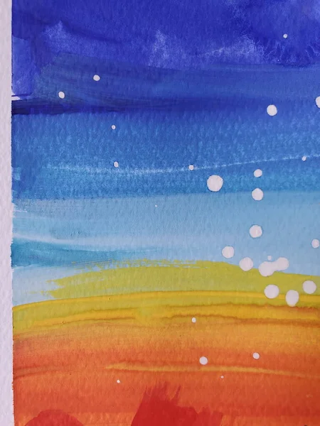 Pintura colorida textura parece arco iris o cielo puesta de sol en la nieve — Foto de Stock